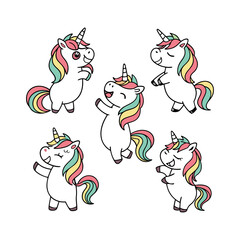 Fantasy Unicorn Clip Art: Vibrant Isolated Vector Illustration
