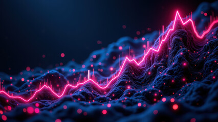 Financial growth with pink graphs on a dark background.