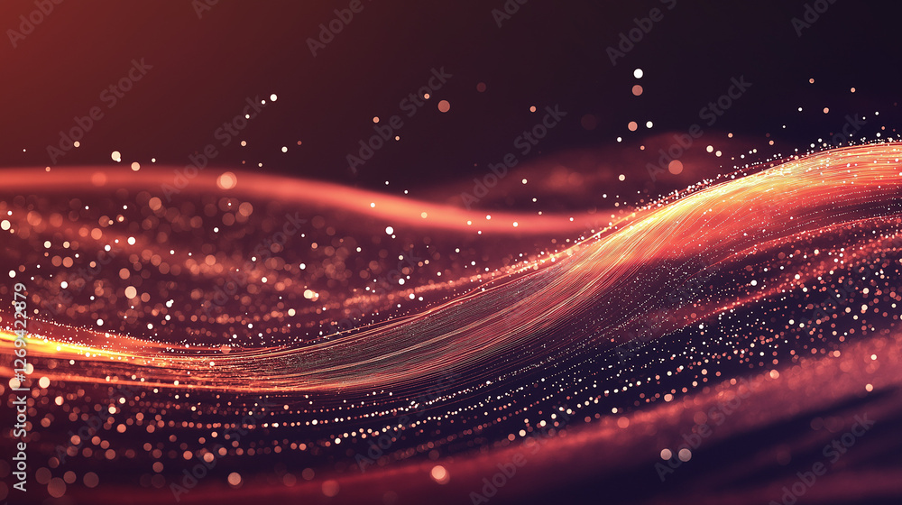 Aufkleber abstract red energy flow: dynamic and vibrant abstract background featuring a wave of glowing partic