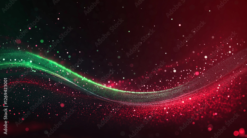 Poster abstract red and green energy wave: a dynamic abstract artwork featuring a vibrant green and red ene