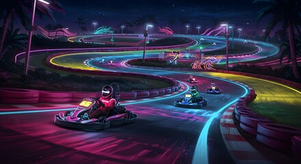 Neon Nights Go-Karting: Thrilling Race Under the Stars