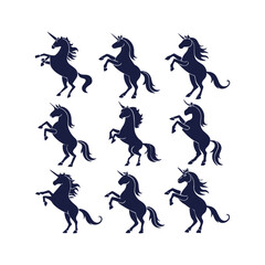 Mystical Unicorn Vector Art Isolated Silhouette Collection