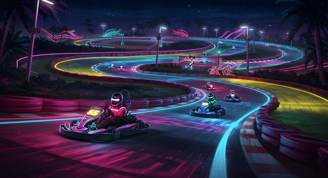 Neon Nights Go-Karting: Thrilling Race Under the Stars