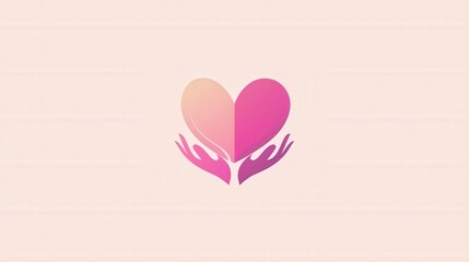 Creative Logo Design with Heart and Hands on Solid Background