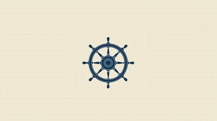 Simple Nautical Wheel Design on Solid Color Background for Branding Use
