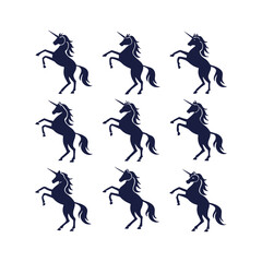 Elegant Unicorn Clip Art Isolated Vector Illustrations