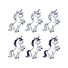 Elegant Unicorn Clip Art Isolated Vector Illustrations