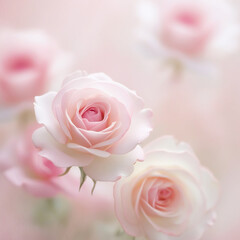 Fototapeta premium Soft Pastel Pink Roses Background in Blurred Style