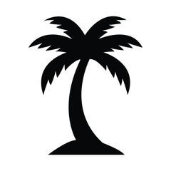Simple Silhouette of a Tropical Palm Tree. silhouette palm tree, tropical, summer, vacation, travel, beach, island, logo
