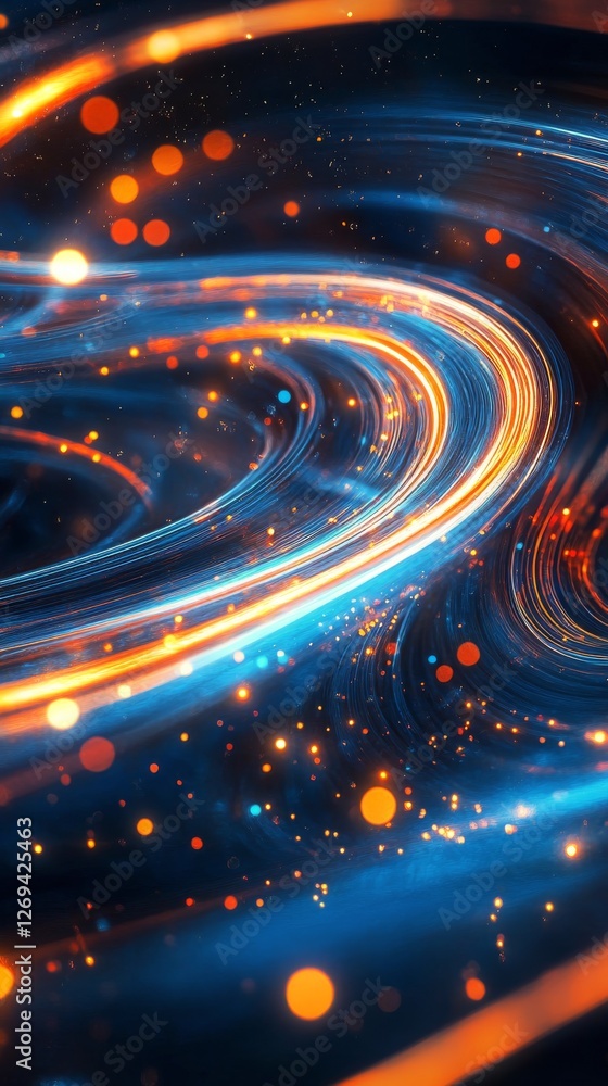 Poster colorful light trails create a vibrant swirl effect in a dynamic abstract composition