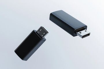 The blank Micro USB Adapter Data Charging Converter Cable Connector Android to USB Type C. Illustration in 3D.