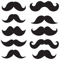 Mustache father silhouettes set large pack of vector silhouette design