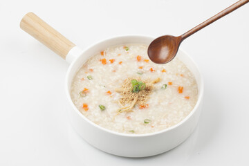 Add chicken and porridge. Cut the chicken into pieces, strain through a large sieve to loosen the...