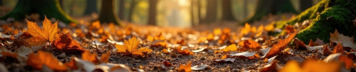 Brown and beige forest floor with fallen leaves, nature's decay, forest floor, natural ground