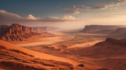 Stunning Desert Landscape Panorama at Sunset