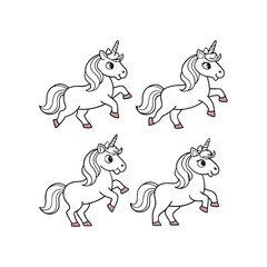 Magical Unicorn Silhouettes Isolated Vector Clip Art Collection