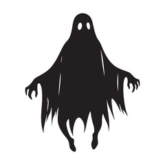 The ghostly phantom silhouette dissolving into the night - Ghost illustration - Minimalist Ghost vector - Mythical creature - Horror silhouette

