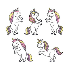 Obraz premium unicorn Set Clip art Isolated Vector Illustration