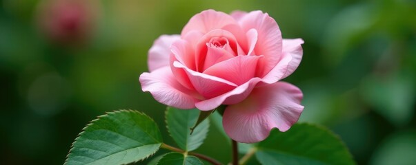 Obraz premium Delicate petals of Damask rose on a soft green leaf, botanical, plant, spring