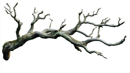 Fototapeta premium Unique twisted tree branch with intricate natural patterns and textures found in a forest setting during daylight