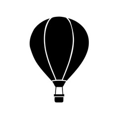 Naklejka premium Minimalist black silhouette of a hot air balloon with vertical lines on white background