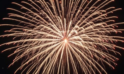 Naklejka premium A stunning display of vibrant fireworks exploding in the night sky, creating a burst of light and color.