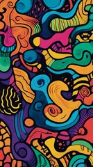 Vibrant abstract swirl pattern with bright colors and dynamic forms