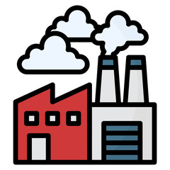 Factory With Smoke Icon