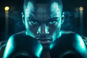 Intense Boxer Focused in Ring Preparing for Fight Challenge