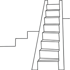 Ascending Steps Staircase Illustration, Line Drawing, Simple Design, Minimalist Art, Geometric Shape