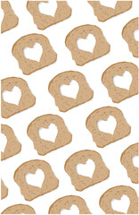 White Bread with the heart hole. Love shape