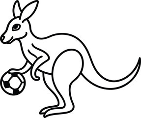 Cartoon Kangaroo Soccer Player, Australian Animal, Sports Mascot