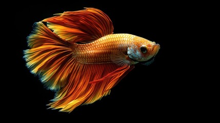 Vibrant Orange Betta Fish  Siamese Fighting Fish  Aquatic Life  Tropical Fish