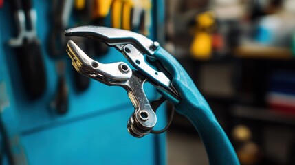 Obraz premium Close-Up of a Tool in a Workshop with a Focus on Its Details