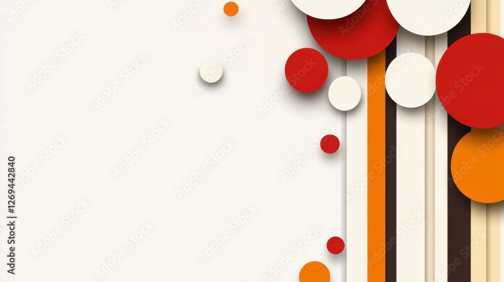 Poster a modern abstract background design features overlapping circles in white, orange, and red tones on 