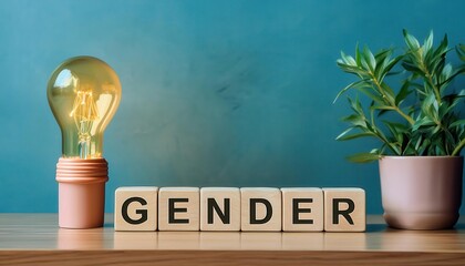 Conceptual display of gender identity with decorative elements.