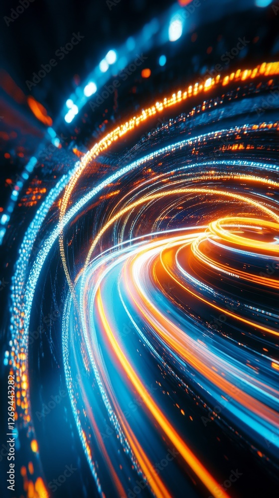 Poster colorful light trails create a vibrant swirl effect in a dynamic abstract composition