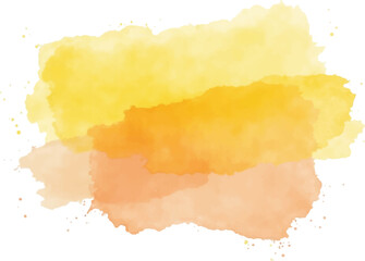 An abstract watercolor stain with a layered effect, blending shades of yellow and orange. 