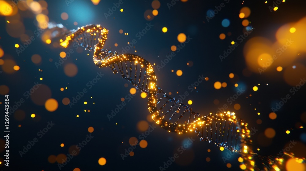 Poster a mesmerizing abstract background featuring glowing golden particles swirling against a dark backdro