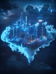 Suspended City in the Clouds of a Dream Realm