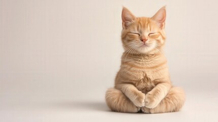 Serene ginger kitten in lotus pose