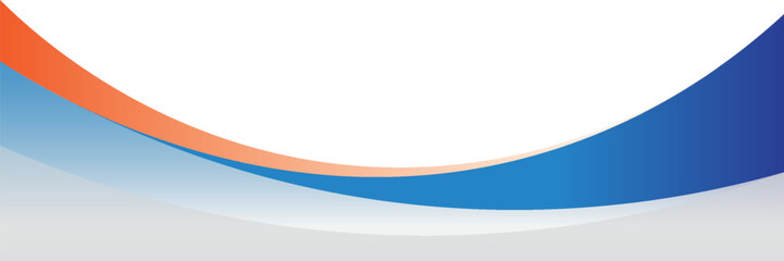 abstract banner background with blue, orange and gray wavy shapes. vector illustration