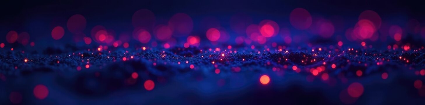 Tiny fluorescent flecks scattered on dark canvas under blacklight glow softly, night scene, blacklight, dark background