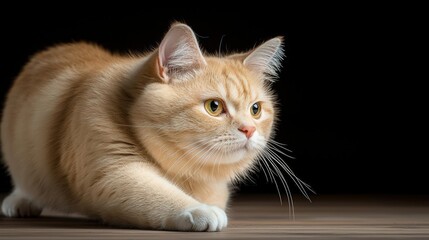 Adorable ginger cat on dark background
