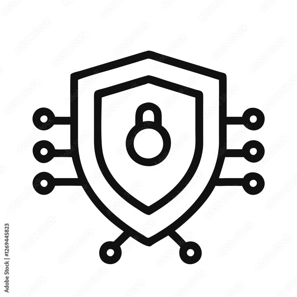 Aufkleber cybersecurity shield badge vector icon - symbol for secure coding, firewall defense, antivirus apps