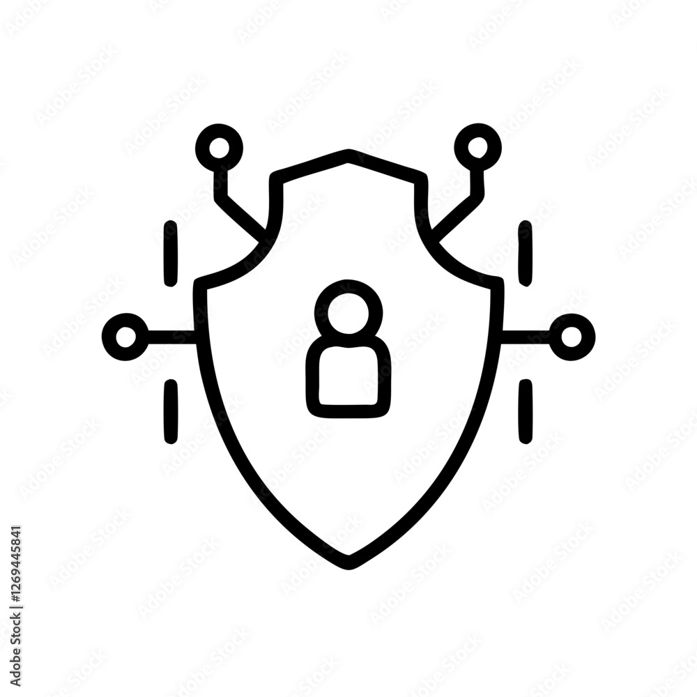 Aufkleber cybersecurity shield badge vector icon - symbol for secure coding, firewall defense, antivirus apps