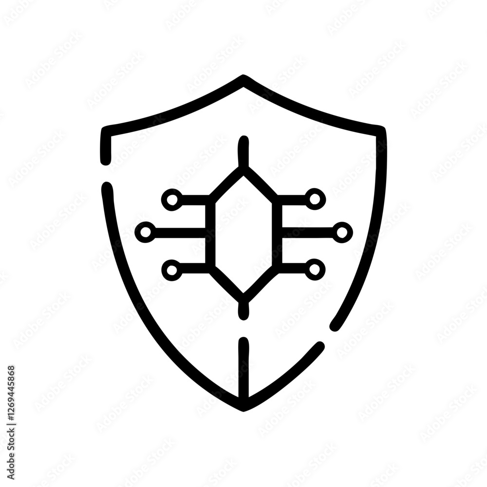Aufkleber cybersecurity shield badge vector icon - symbol for secure coding, firewall defense, antivirus apps