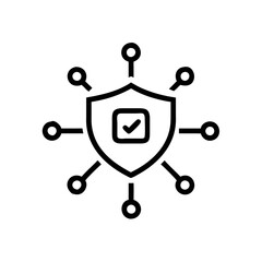 Glowing Cybersecurity Shield Vector Icon - Modern Symbol for Data Protection, Network Security