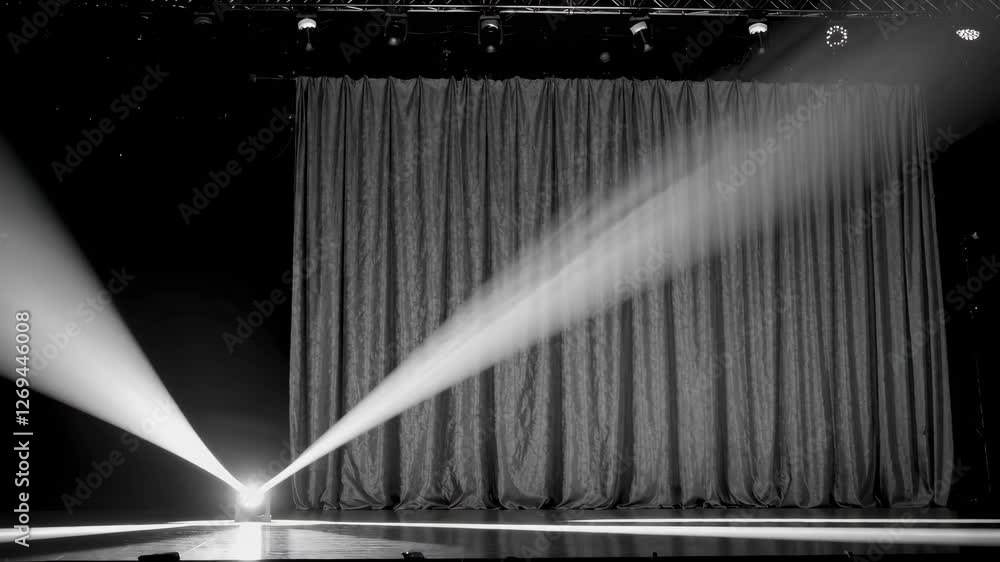 Poster artistic performances stage light background with spotlight illuminated the stage. empty stage with 