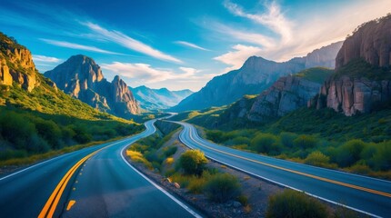Scenic Mountain Road Trip Winding Through Majestic Peaks
